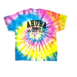 Destinations USA Tie Dye Rainbow Aruba T-shirt One Happy Island Size XL